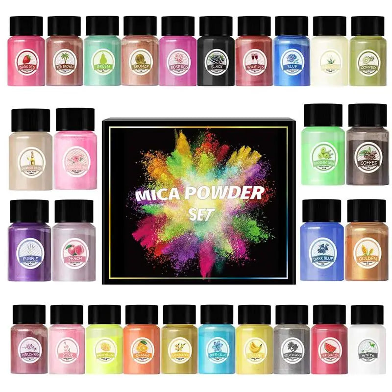 6/24/30Pcs-Set Epoxy Resin Dye Mica Powder Powdered Pigments Set Resin Mica Pearlescent Resin Pearl Box-Packed Micas Colorants