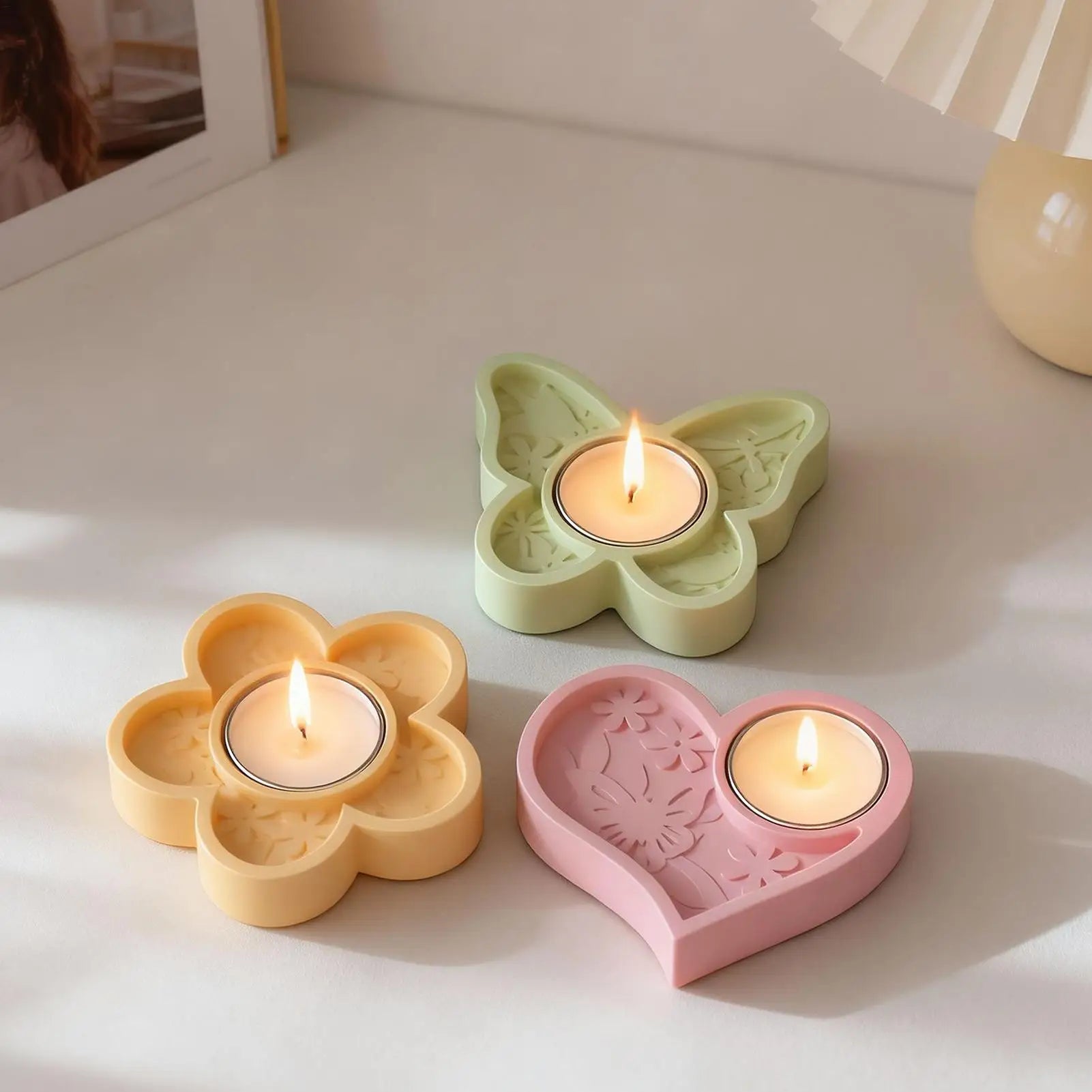 Molds for Resin 3 Pieces Reusable Crafting Tools Candlestick Epoxy Resin Molds Silicone for Wax Plaster Home Decor Art Projects