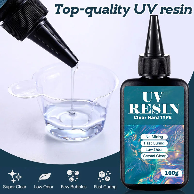 UV Resin Kit with Light Upgraded Hard Type Crystal Clear Ultraviolet Curing UV Resin for Craft DIY Jewelry Making Molds Casting