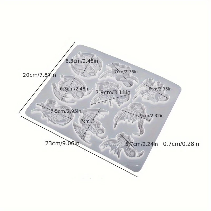 1pc DIY Epoxy Resin Dragon And Phoenix Pattern Necklace Keychain Silicone Mold Jewelry Pendant Drop Glue Mold