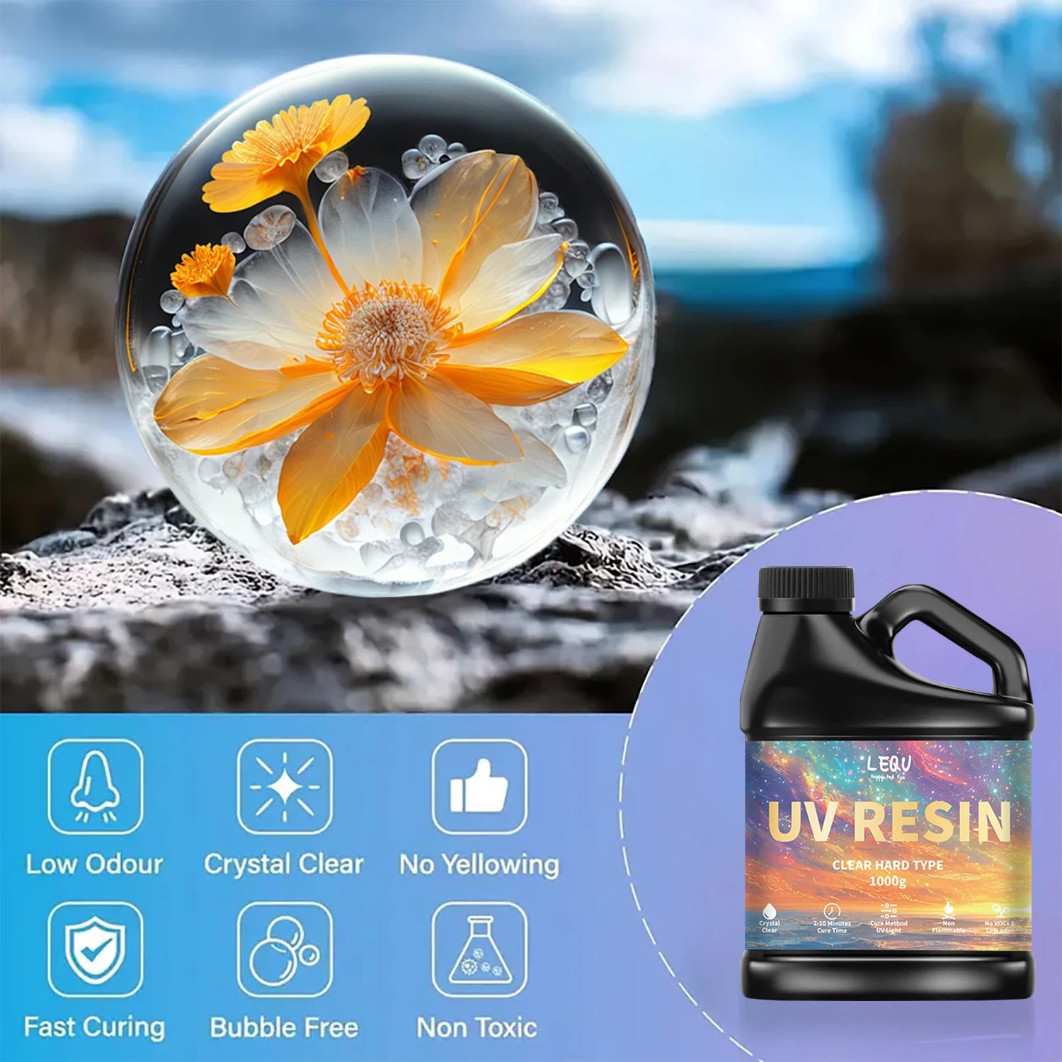 100/200/500/1000g UV Epoxy Resin Glue High Clarity Fast Drying Adhesive High Hardness DIY Supplies For Resin Glue Jewelry Making