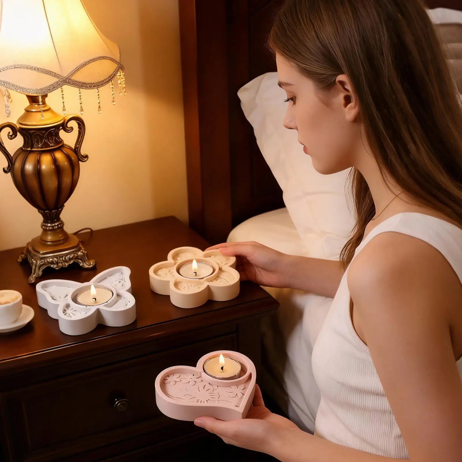 Molds for Resin 3 Pieces Reusable Crafting Tools Candlestick Epoxy Resin Molds Silicone for Wax Plaster Home Decor Art Projects