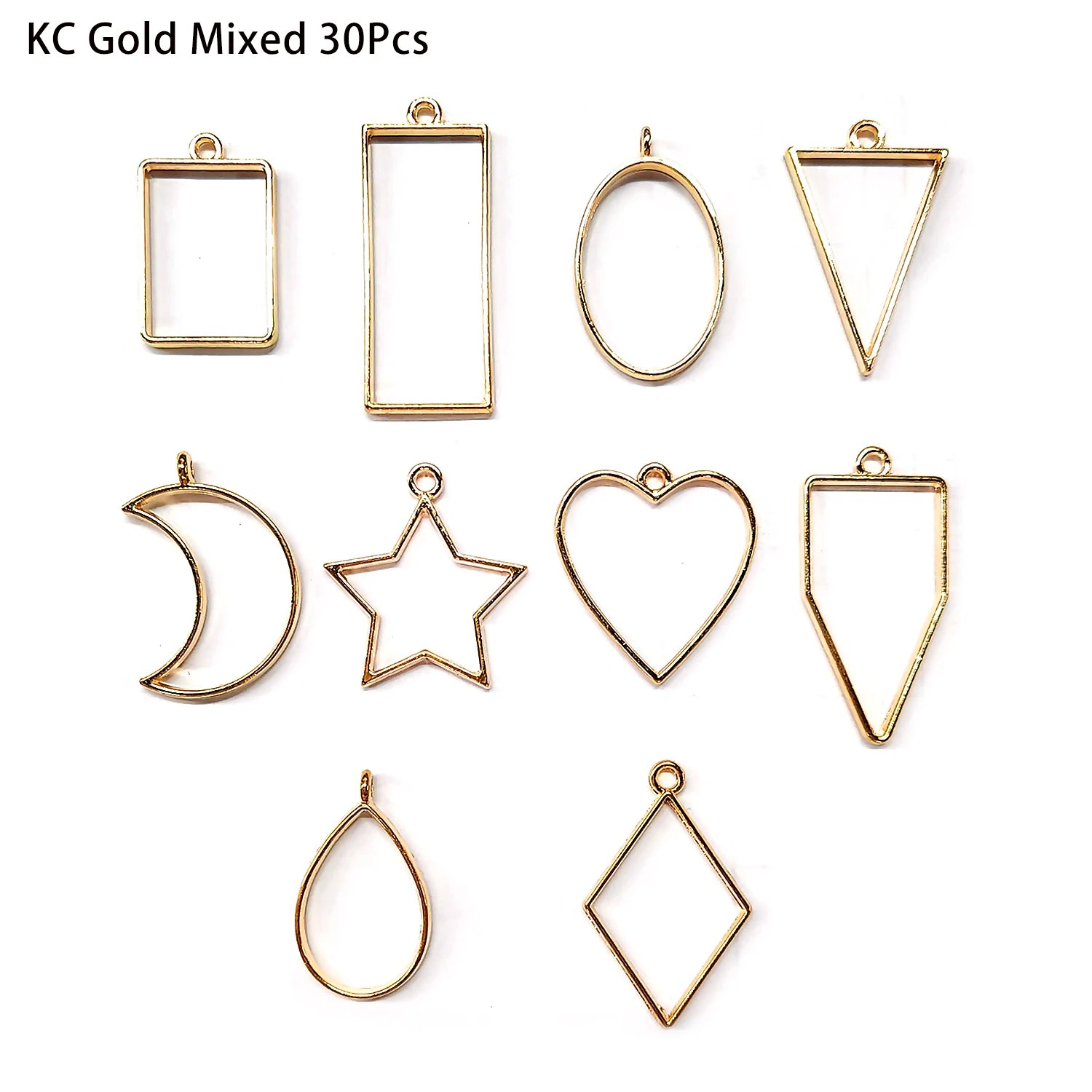 30pcs Metal Geometric Hollow Frame Pendant Charm UV Epoxy Resin Craft Bezel For DIY Jewelry Making Accessories