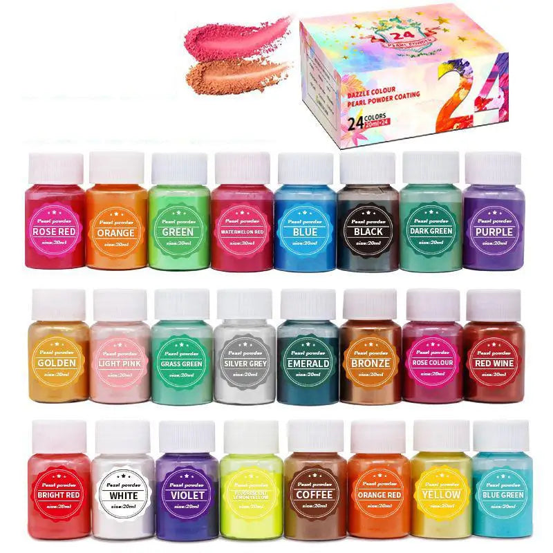 6/24/30Pcs-Set Epoxy Resin Dye Mica Powder Powdered Pigments Set Resin Mica Pearlescent Resin Pearl Box-Packed Micas Colorants