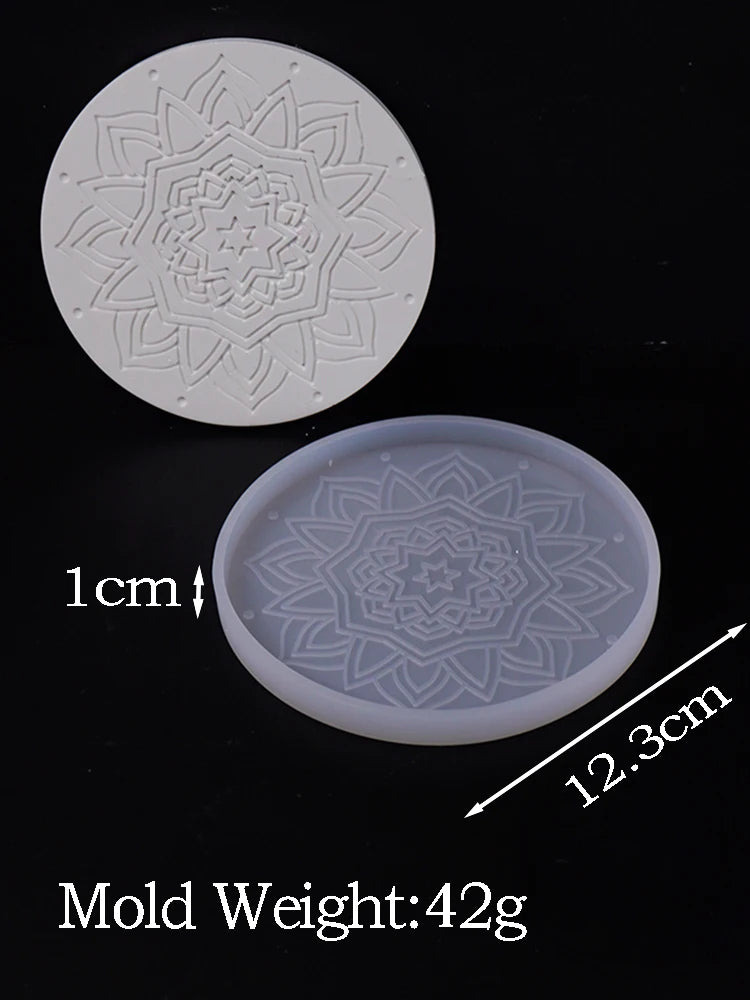 Flower Coaster Silicone Mold Epoxy Resin Crystal Plaster Concrete Mold DIY Round Coffee Wine Glass Tea Coaster Tray Home Decor