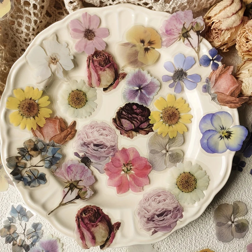 40 pcs Rose Plant PET Stickers Flowers And Leaf Scrapbook Deco Sticker Label Diary stationery Junk Journal Planner Materials