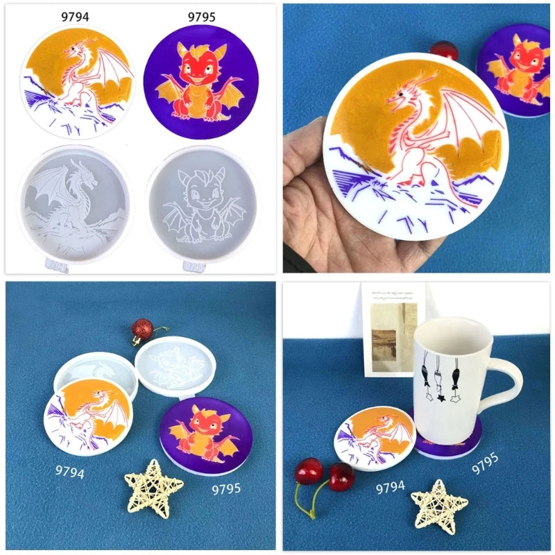Silicone Dragon Cup Mold Smooth and Flexible Resin Epoxy Molds for Coasters Crafters' Favorite Cup Mat Moulds