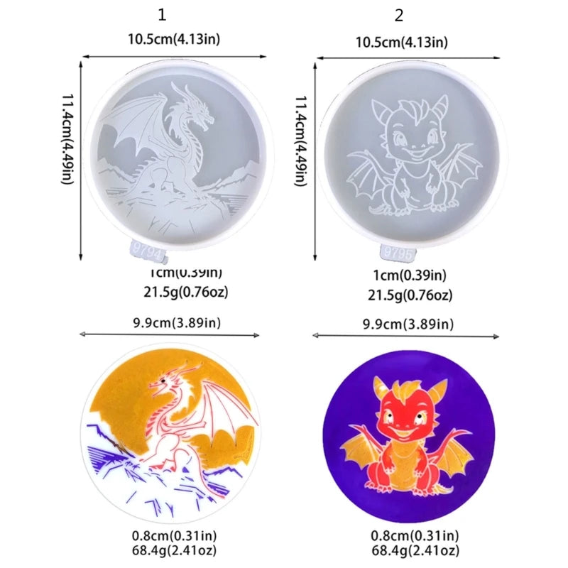 Silicone Dragon Cup Mold Smooth and Flexible Resin Epoxy Molds for Coasters Crafters' Favorite Cup Mat Moulds