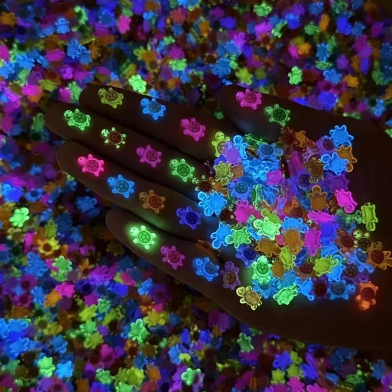100/500 pcs Glow in The Dark Resin Turtle Figurines Cute Miniatures for Fairy Garden Micro Landscape Dollhouse Decor Crafts