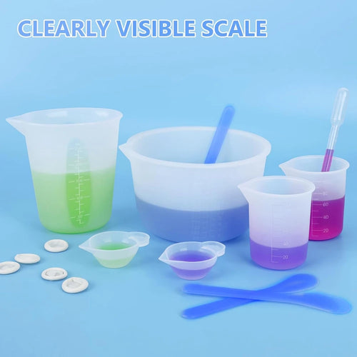 -September Silicone Measuring Cups For Resin, Resin Supplies With 600ML&250ML+ 100ML Silicone Cups, Resin Mixing Cups