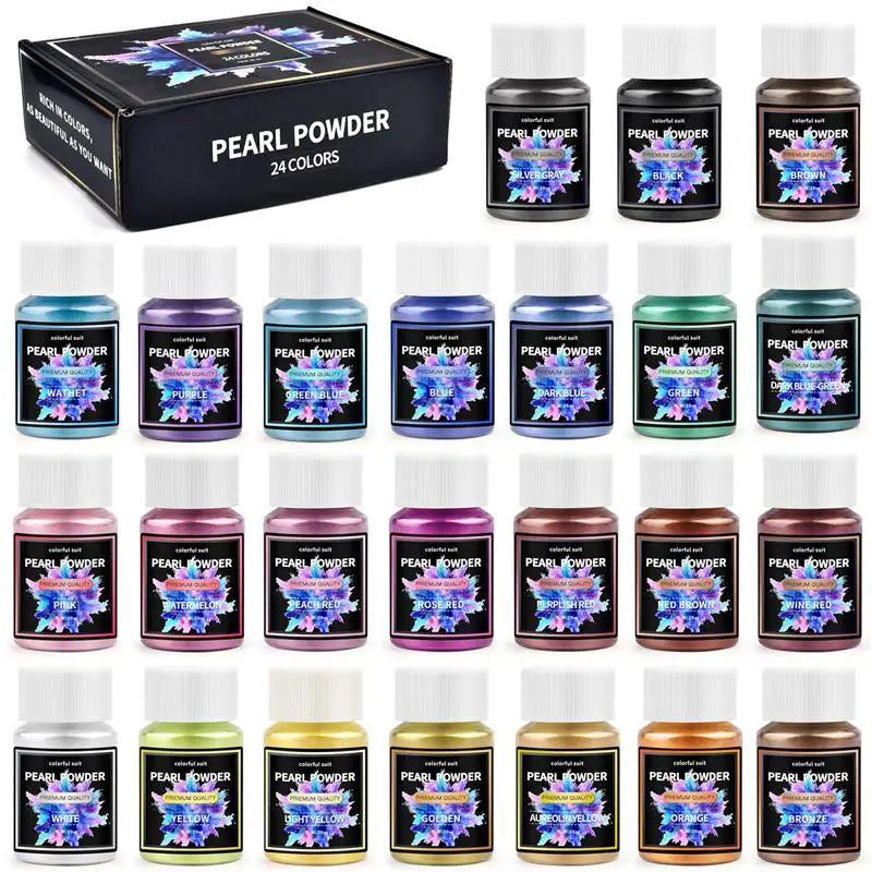 6/24/30Pcs-Set Epoxy Resin Dye Mica Powder Powdered Pigments Set Resin Mica Pearlescent Resin Pearl Box-Packed Micas Colorants