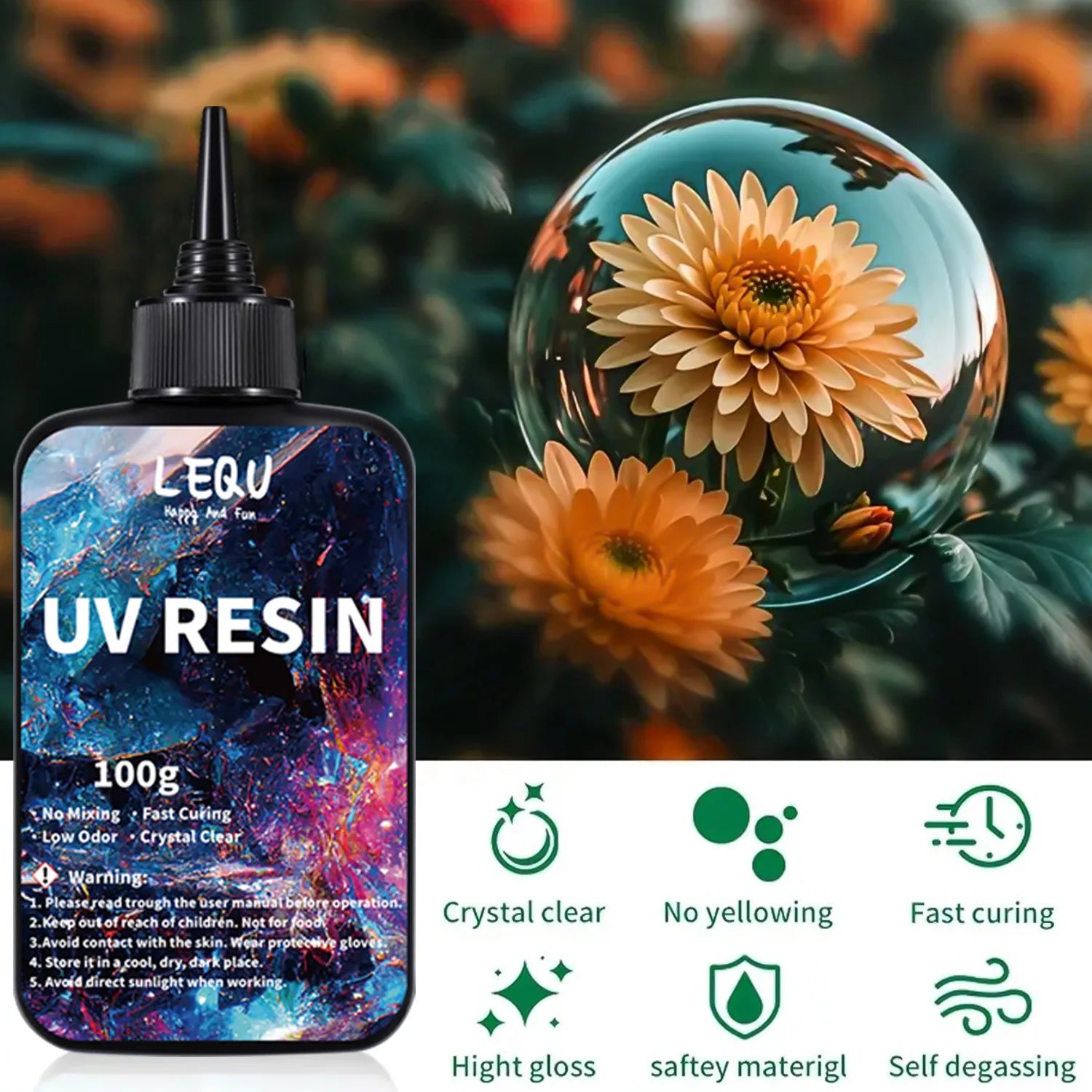 100g UV Resin Clear,Hard,Upgraded Crystal Clear Epoxy Resin Up Premixed UV Cure Resin for Craft Jewelry Making