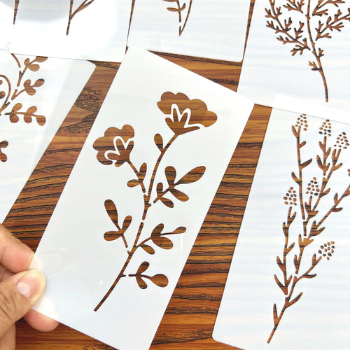 **18 Pcs DIY Flower Painting Stencils, Reusable Plastic Templates for Wood, Fabric, Paper - Spray Paint & Graffiti Craft Supplie