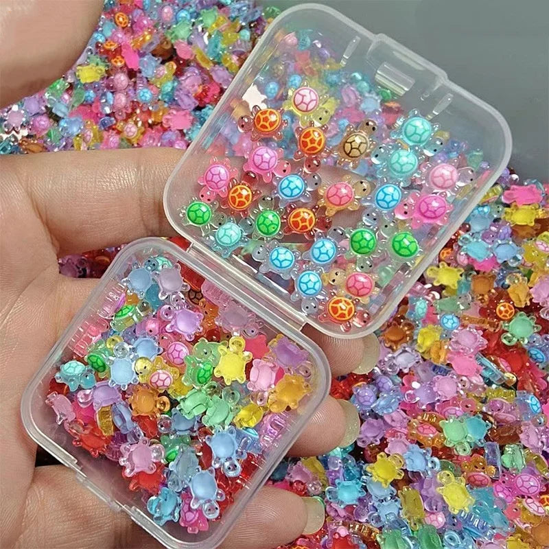 100/500 pcs Glow in The Dark Resin Turtle Figurines Cute Miniatures for Fairy Garden Micro Landscape Dollhouse Decor Crafts