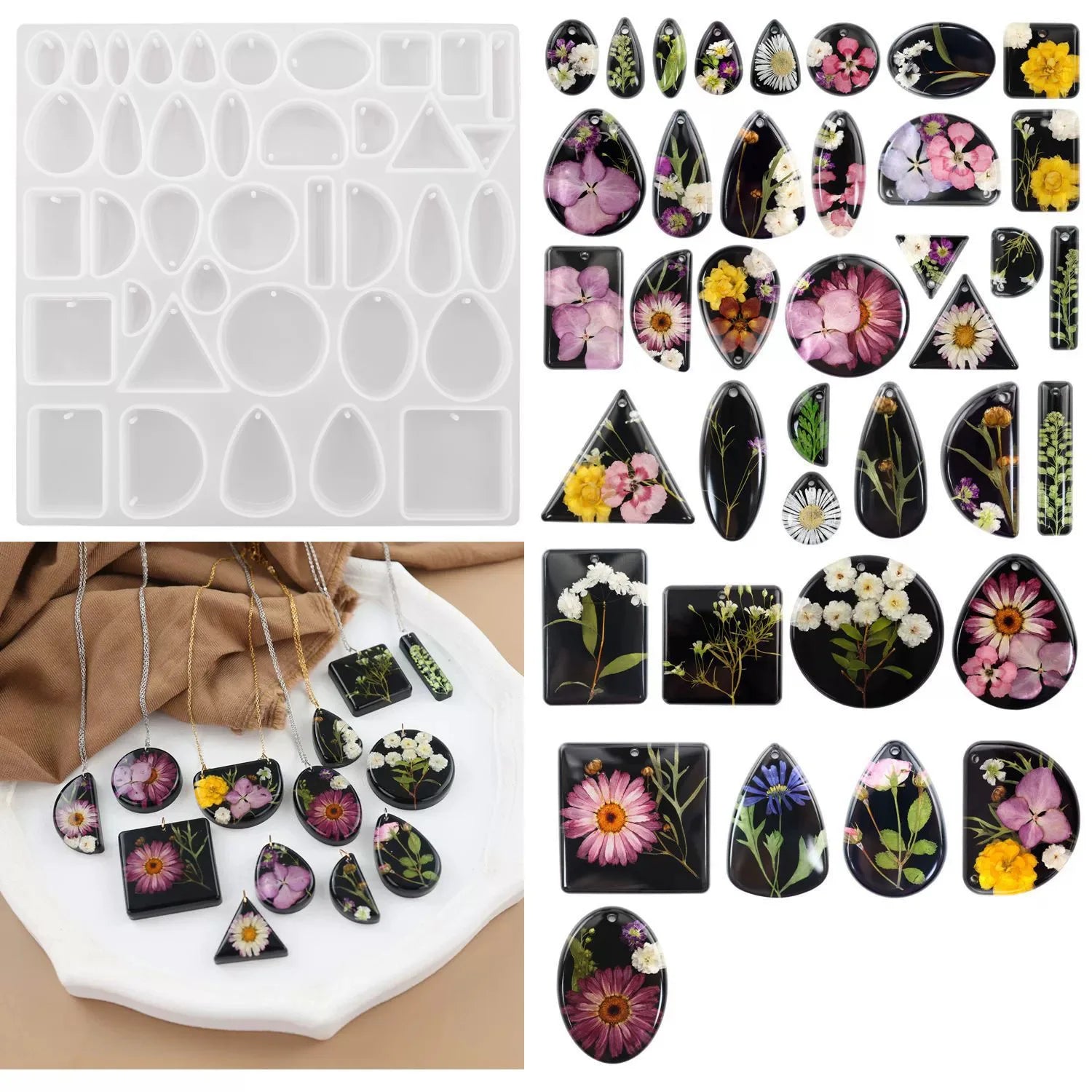 Resin Jewelry Molds for Casting Silicone Molds for Epoxy Resin Pendant Mold for DIY Gem Cabochon Earring Necklace Jewelry Making