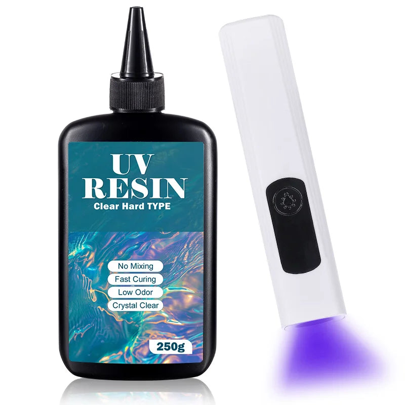 UV Resin Kit with Light Upgraded Hard Type Crystal Clear Ultraviolet Curing UV Resin for Craft DIY Jewelry Making Molds Casting