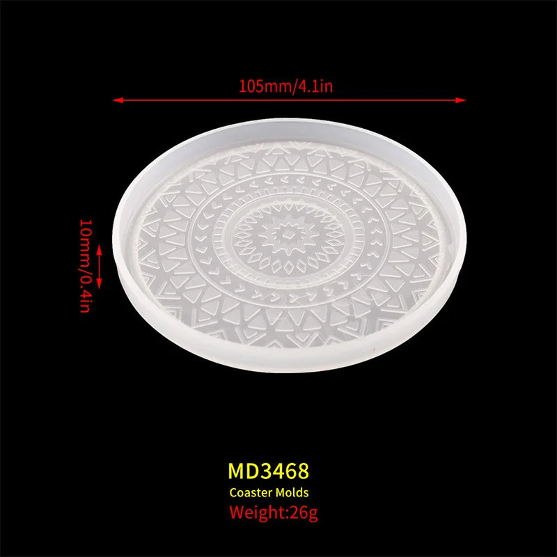 Flower Coaster Silicone Mold Epoxy Resin Crystal Plaster Concrete Mold DIY Round Coffee Wine Glass Tea Coaster Tray Home Decor