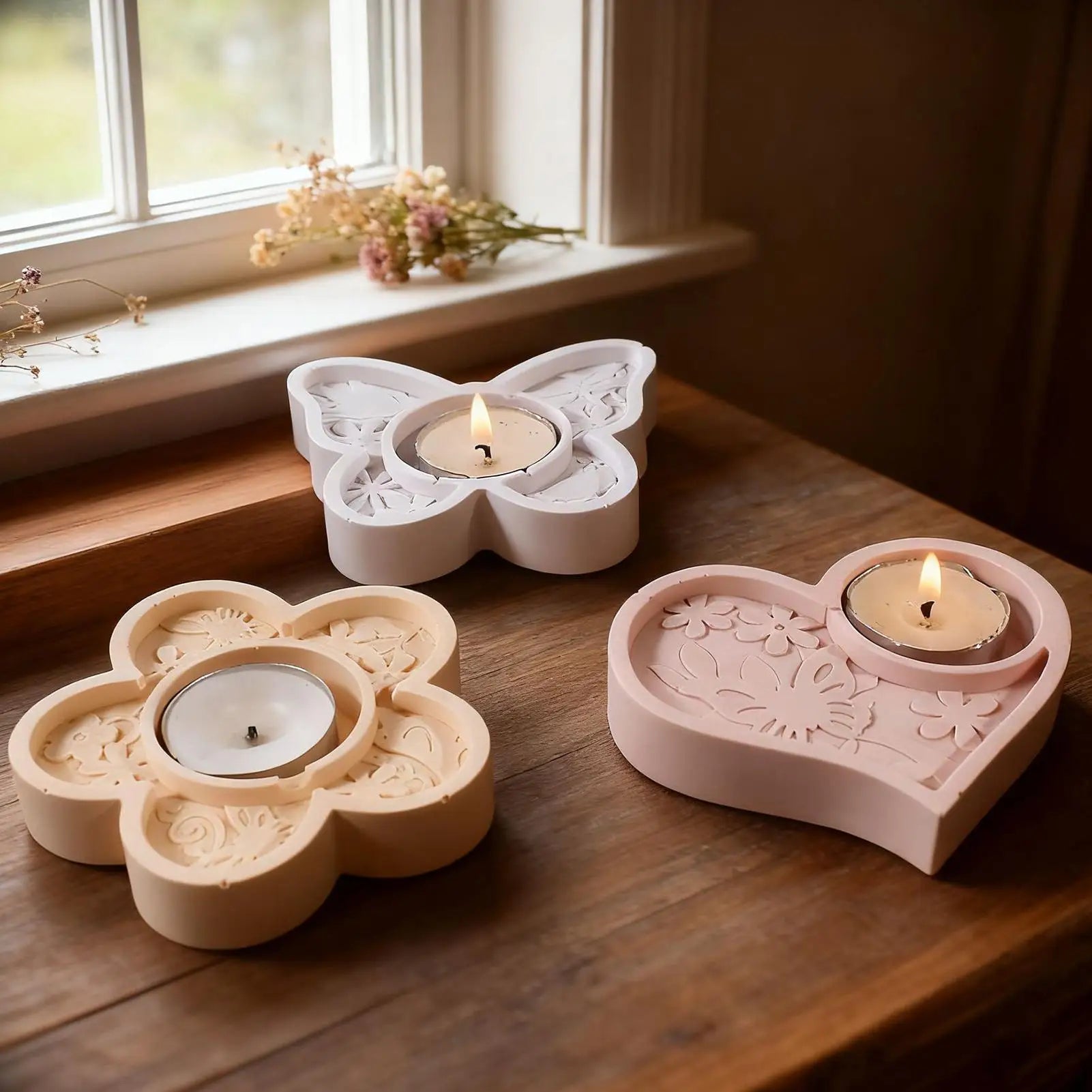 Molds for Resin 3 Pieces Reusable Crafting Tools Candlestick Epoxy Resin Molds Silicone for Wax Plaster Home Decor Art Projects