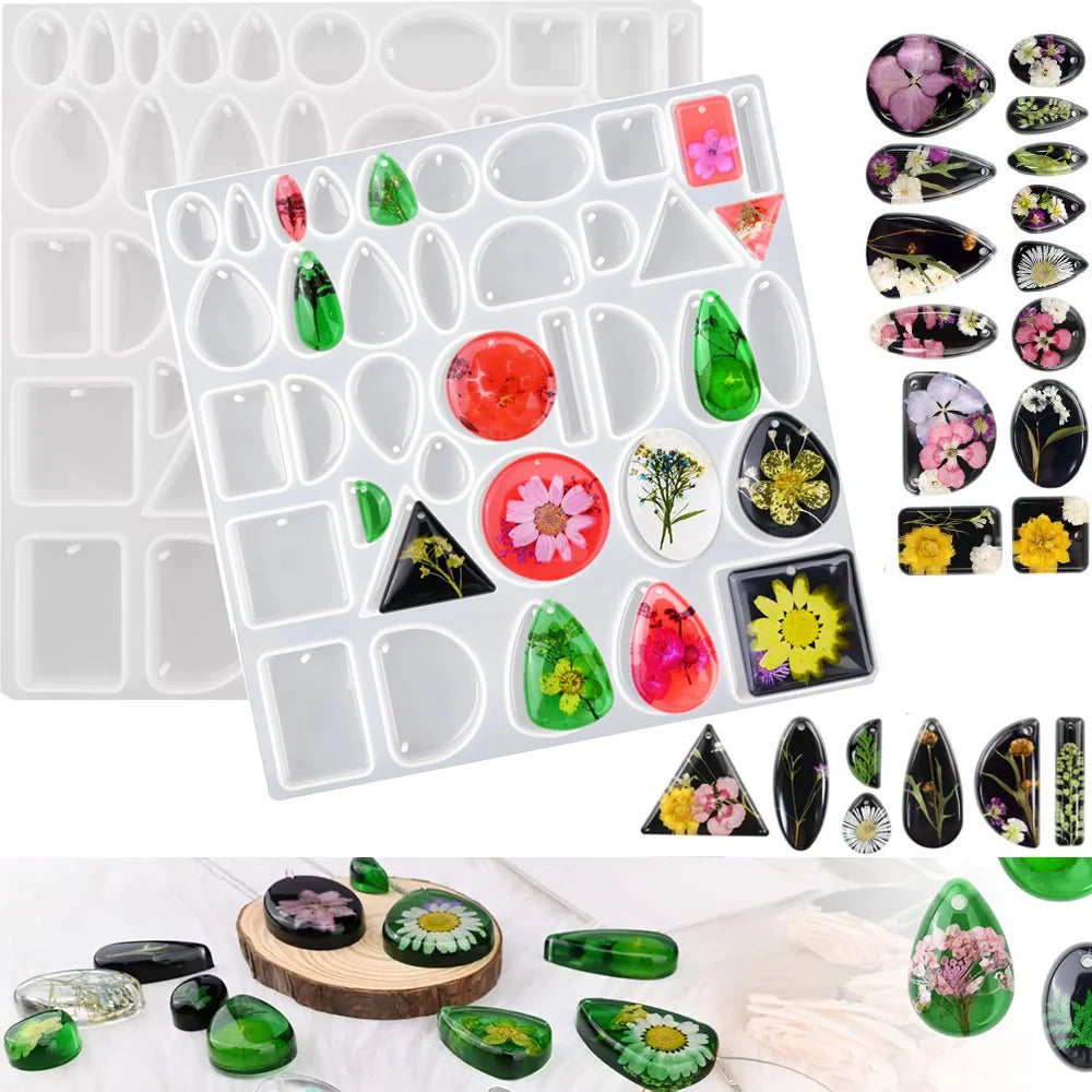 Resin Jewelry Molds for Casting Silicone Molds for Epoxy Resin Pendant Mold for DIY Gem Cabochon Earring Necklace Jewelry Making