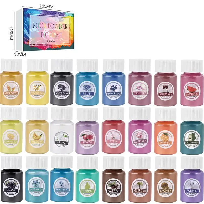6/24/30Pcs-Set Epoxy Resin Dye Mica Powder Powdered Pigments Set Resin Mica Pearlescent Resin Pearl Box-Packed Micas Colorants